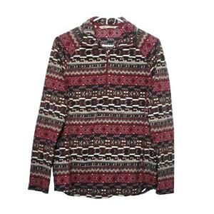 Woolrich Southwestern Print 1/4 Zip Fleece Pullover Shirt Womens Size L Maroon